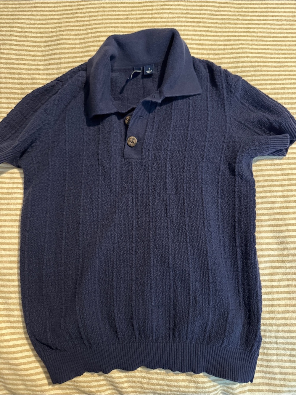 Janie and Jack Boys Navy Blue Short Sleeve Knit Polo